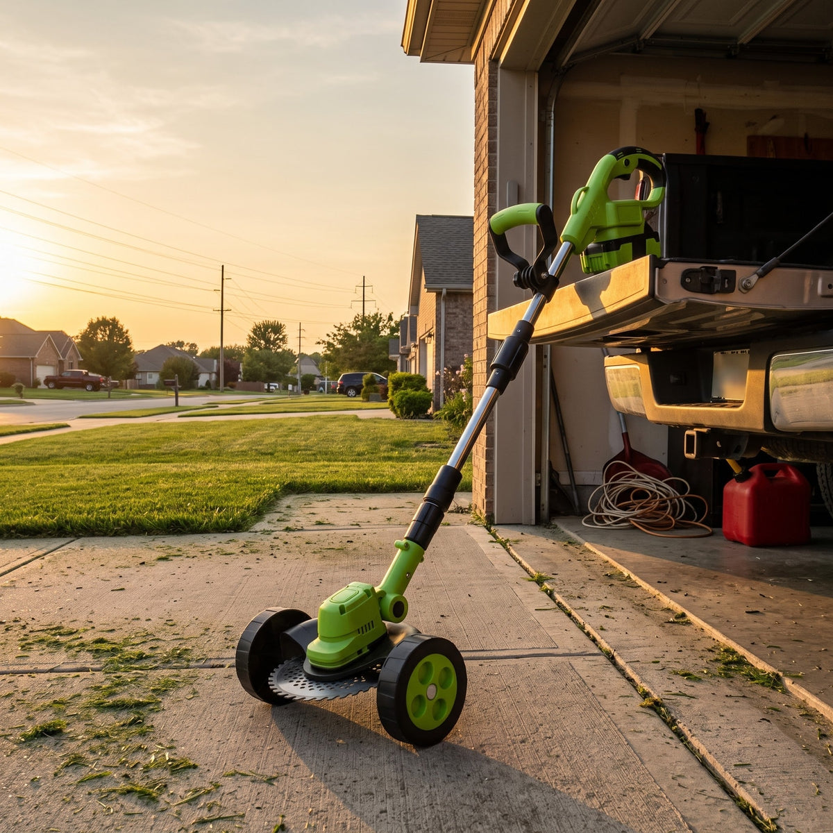 Parked on the driveway at golden hour