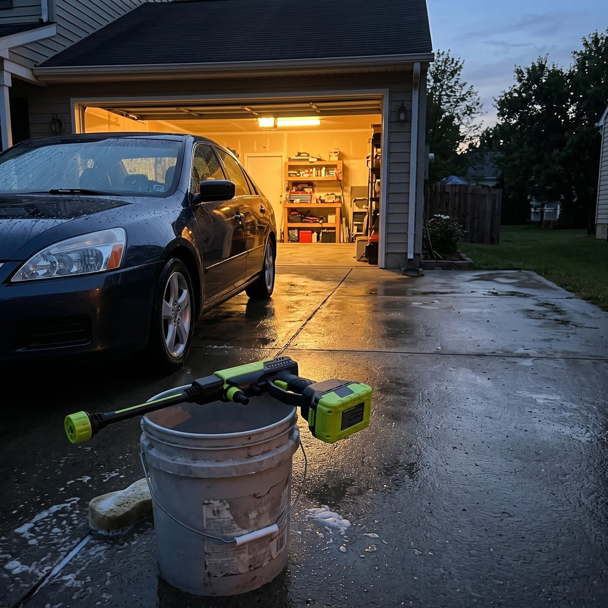 Wash the car where it's parked.