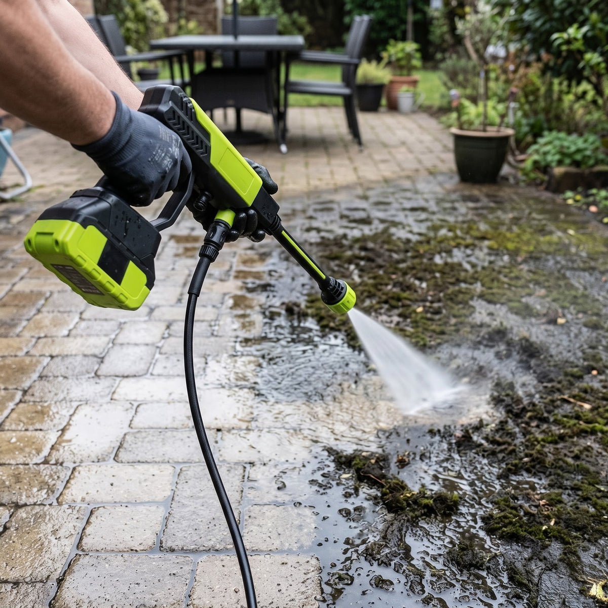 Cleaning patio pavers