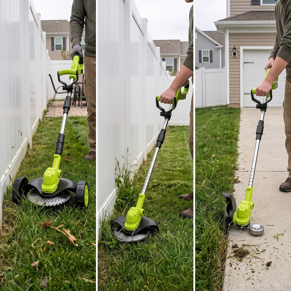 Mowing, trimming and edging with the same tool