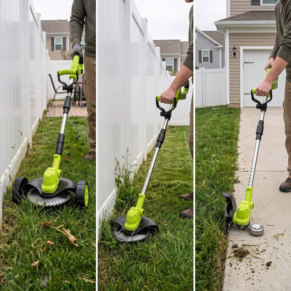 Mowing, trimming and edging with the same tool